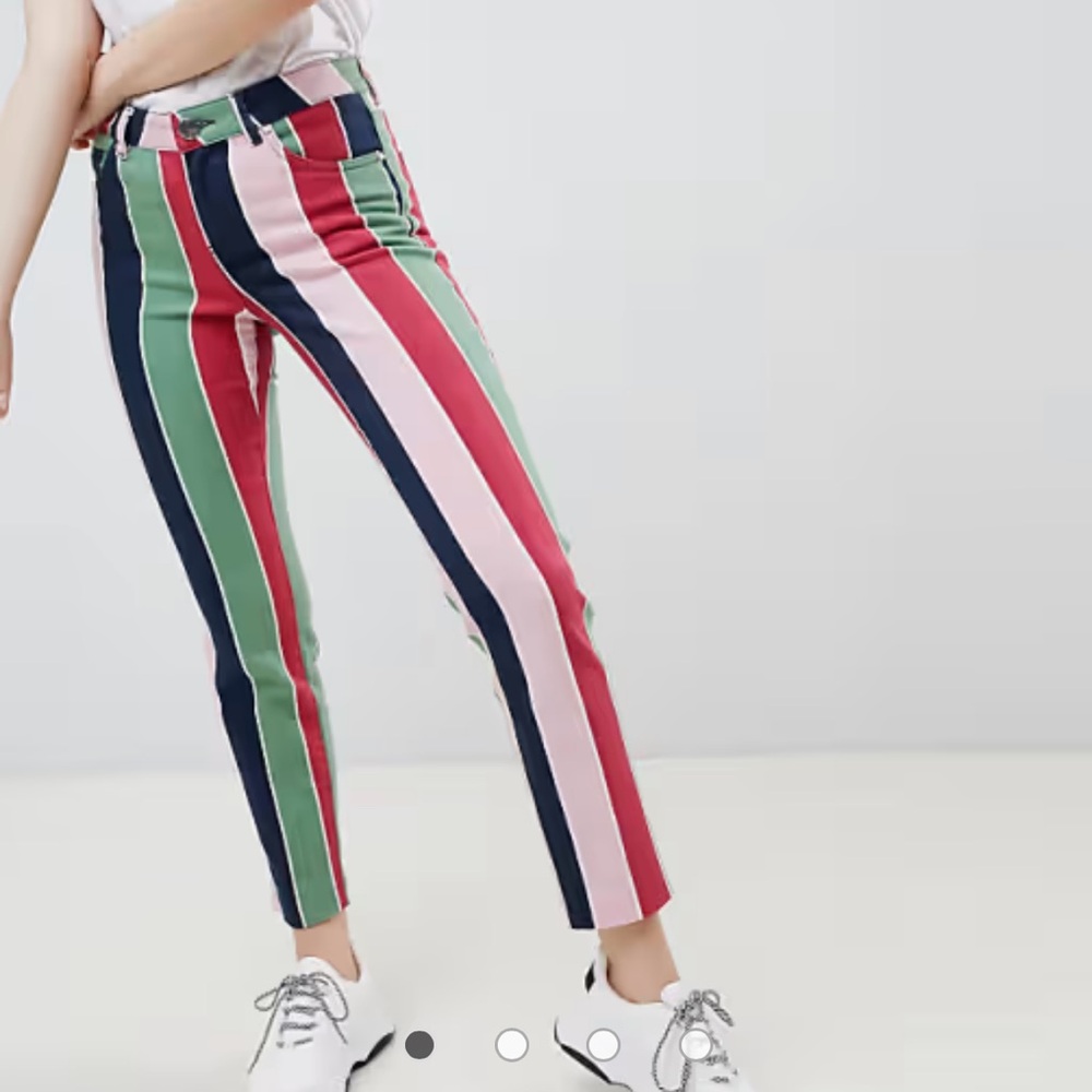 ASOS Denim Striped Straight Leg Pants